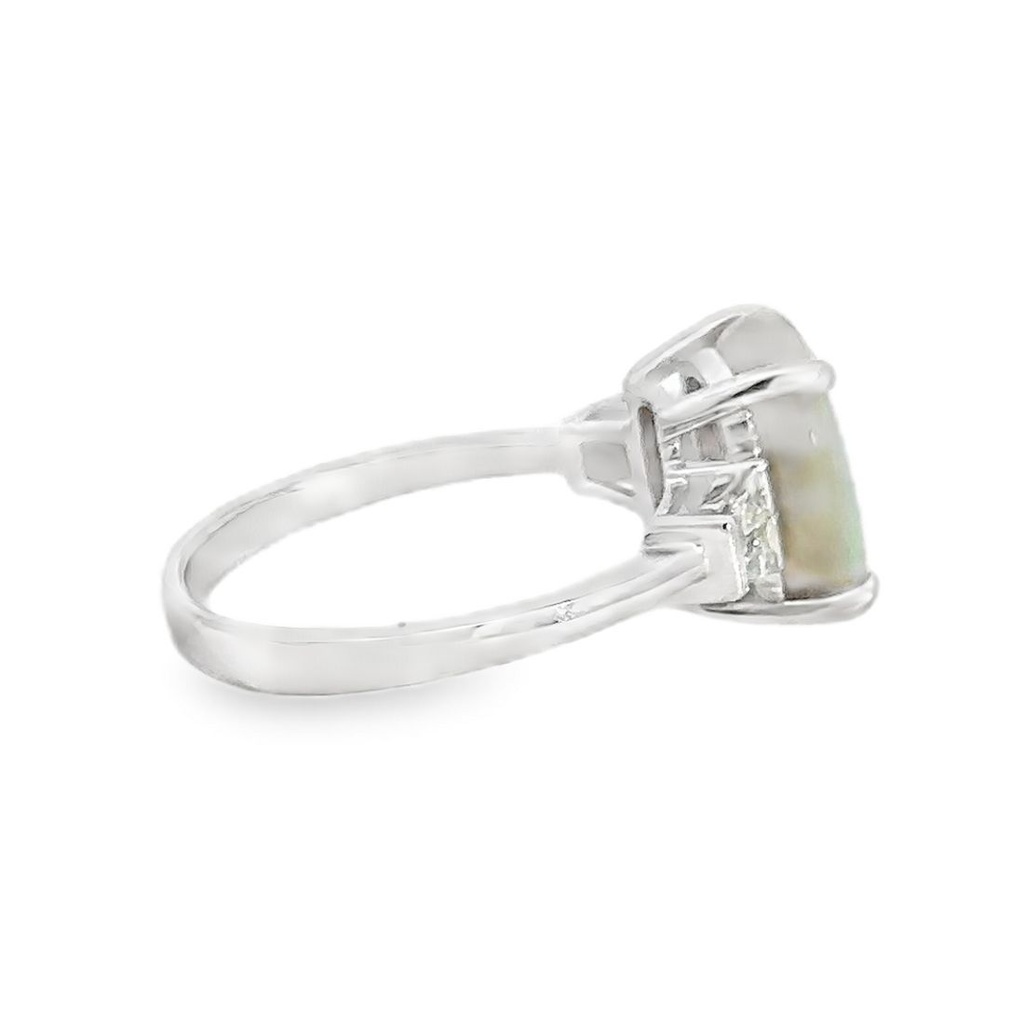 Opal Ring With Diamond Halo | 18K Lightning Ridge