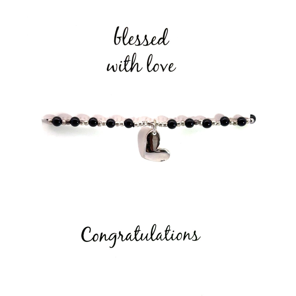 Petals Bracelet | Onyx & Silver Beads