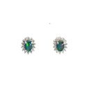 Triplet Opal & Cubic Zirconia Earrings In Sterling Silver