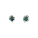 Triplet Opal & Cubic Zirconia Stud Earrings In Silver