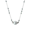 Blue Diamond & Tahitian Pearl 9K WG Necklace