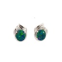 Triplet Opal With CZ Earrings In Sterling Silver