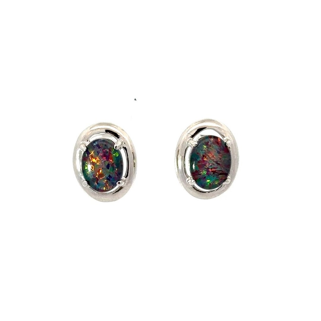 Opal Earrings | Triplets In Sterling Silver