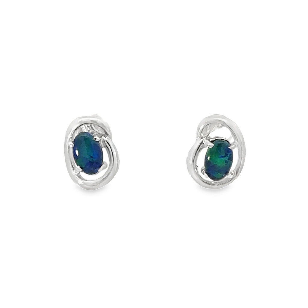 Opal Earrings | Triplet Studs In Sterling Silver