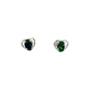 Opal Earrings | Heart Triplet Studs In Sterling Silver