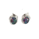 Triplet Opal & CZ Earrings In Sterling Silver