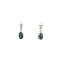 Triplet Opal Drop Oval Earrings In Sterling Silver