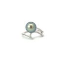 Tahitian Pearl & Diamond Ring In 18K White Gold