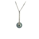 Tahitian Pearl & Diamond Pendant In 18k White Gold