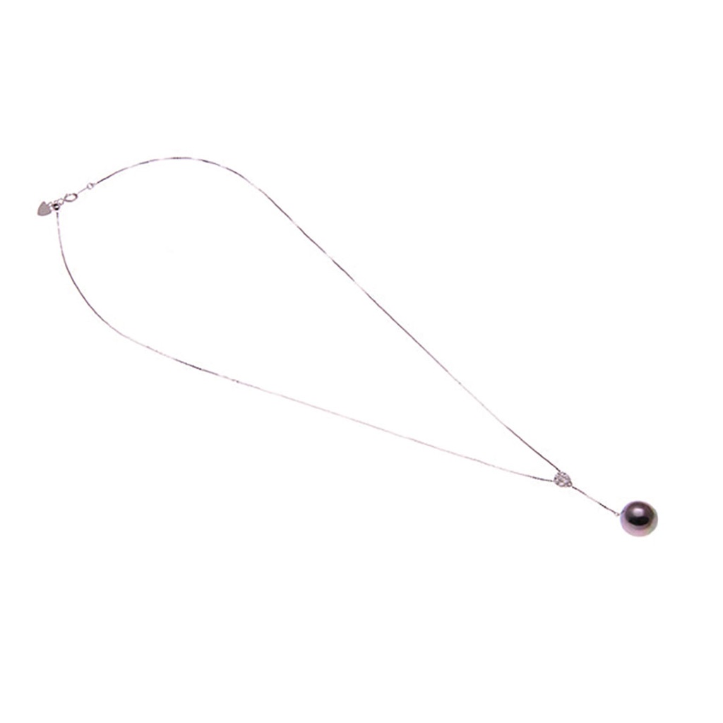 Tahitian Pearl & Diamond Necklace In 18K White Gold