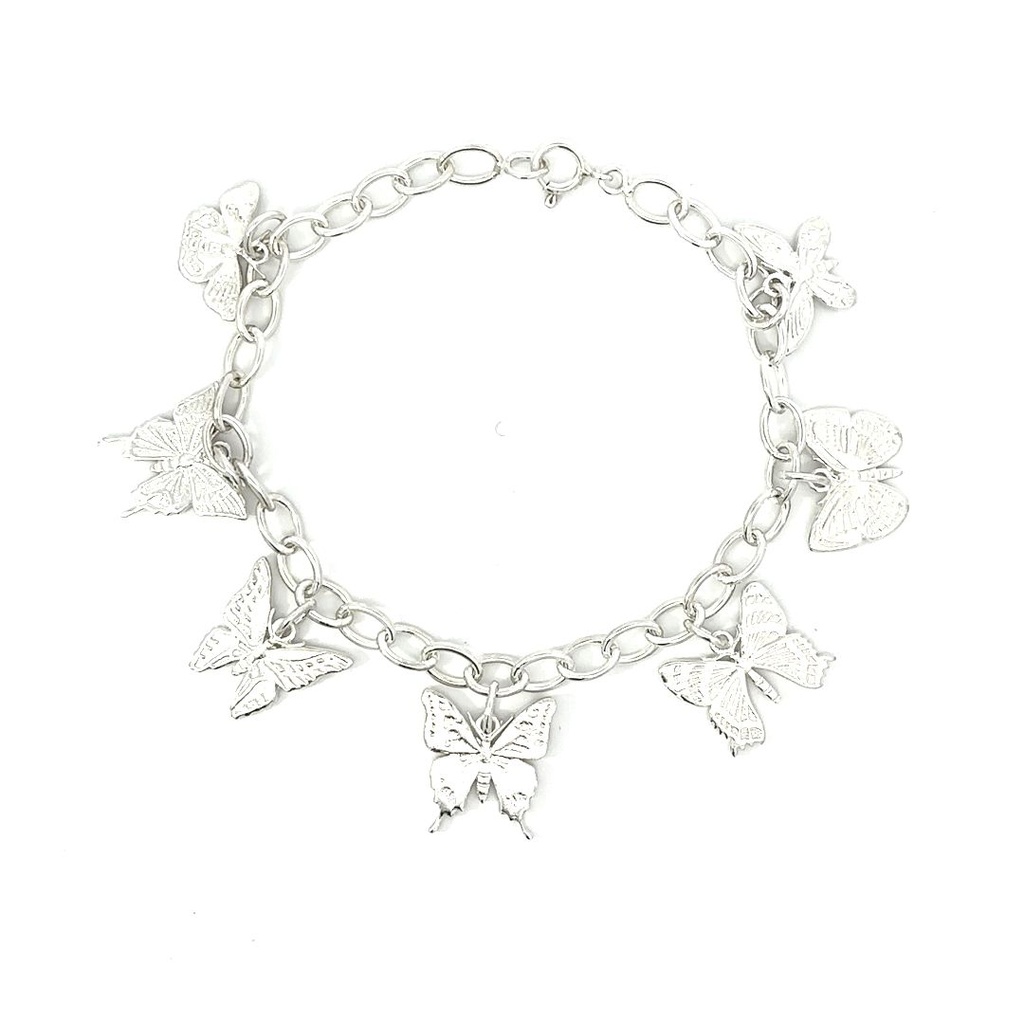 Silver Tropical Bracelet With Butterflies
