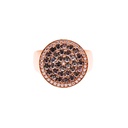 Pave Spinel & Diamond Coin Ring In 18K Rose Gold