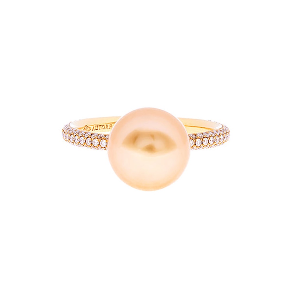 South Sea Pearl & Diamond Ring In 18ct Yellow Gold