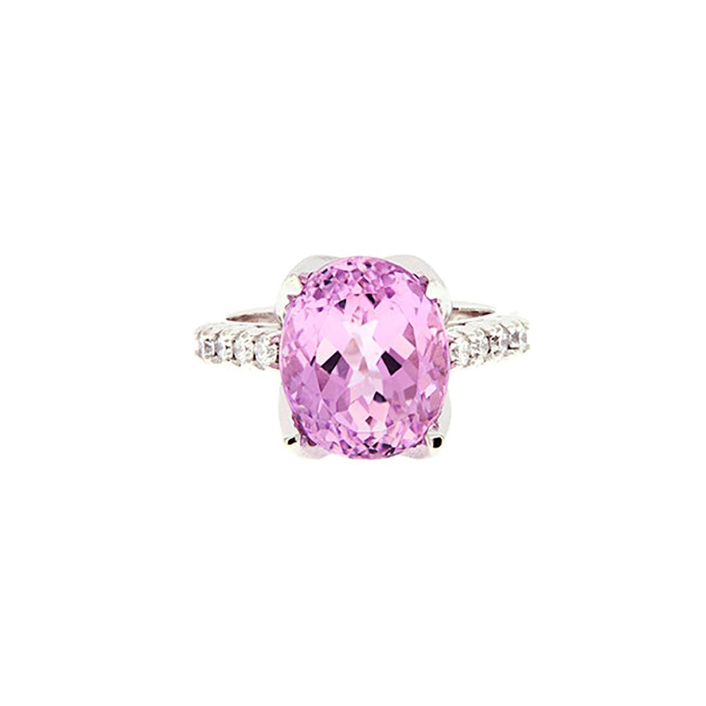 Platinum Kunzite & Diamond Ring