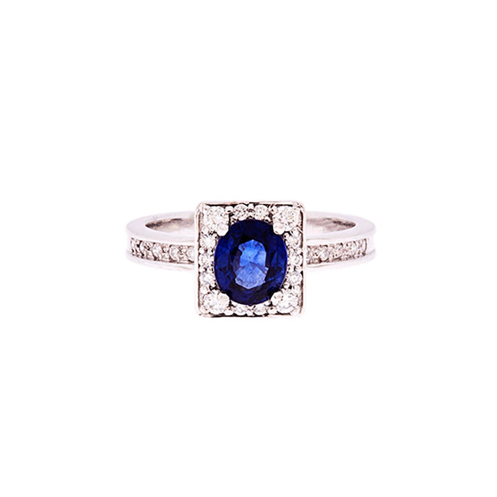 Sapphire & Diamond Ring In 18ct White Gold