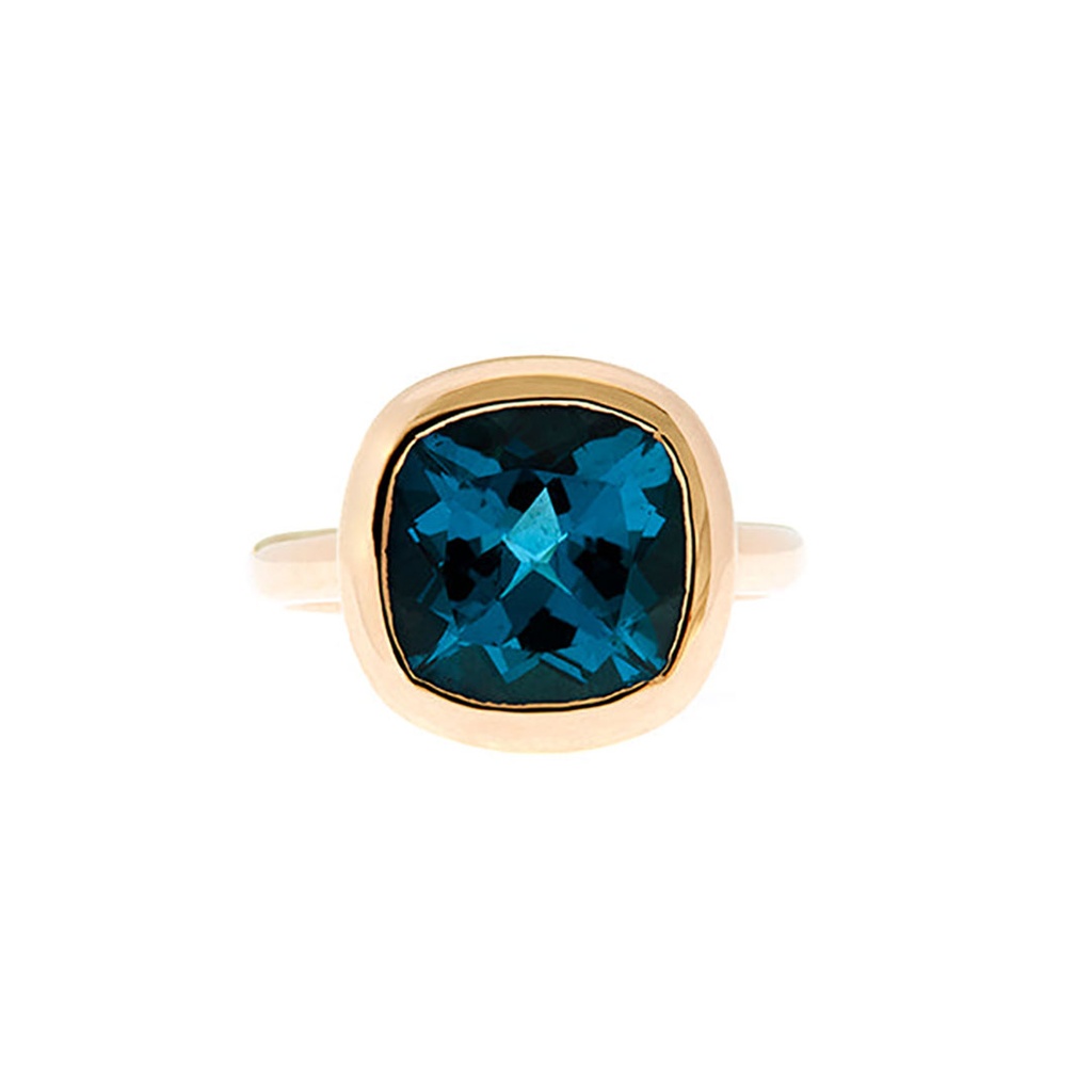 9ct Gold Bezel Set London Blue Topaz Ring