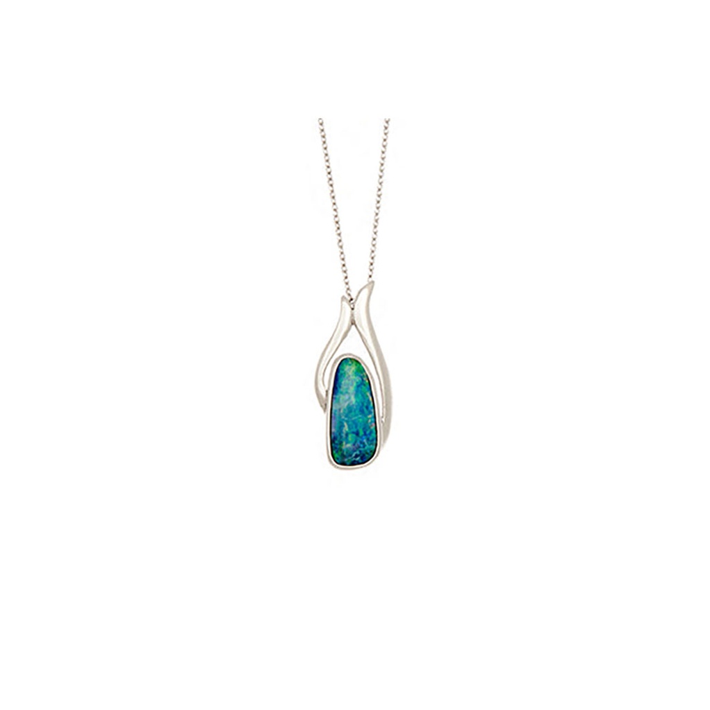 Colourful Doublet Opal Pendant in Sterling Silver