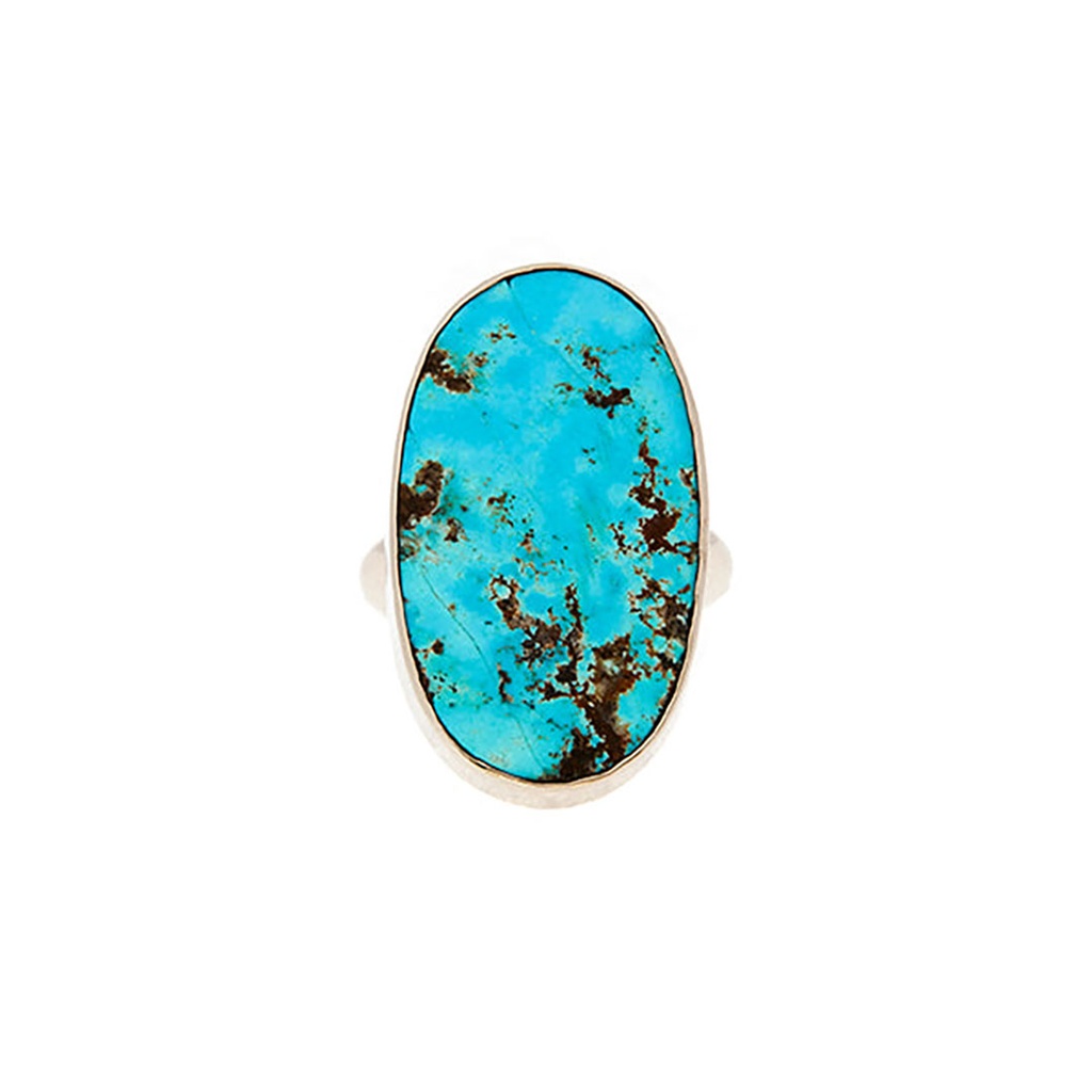 Iranian Turquoise Ring In 18K White Gold