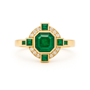 Emerald & Diamond Ring In 18ct Yellow Gold