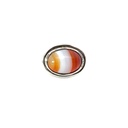 Silver Banded Cabochon Agate & Carnelian Ring