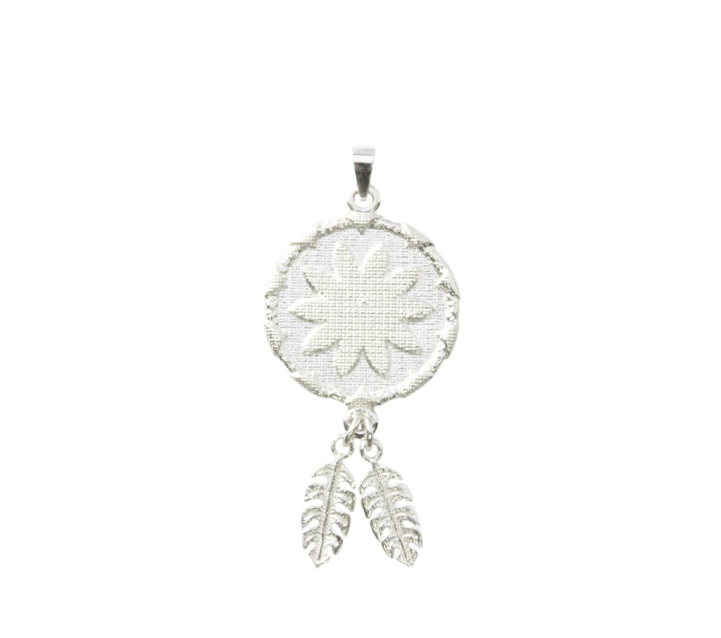 Silver Woven Flower Buka Pendant With Tassel