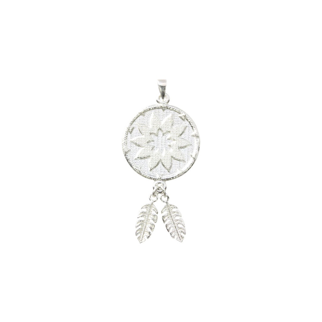 Silver Pendant With Double Star & Fern Tassel