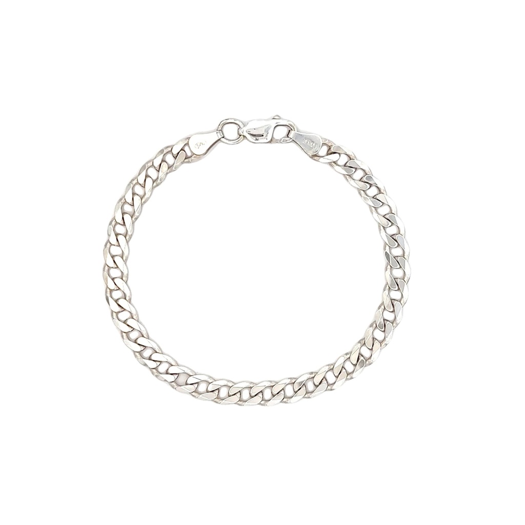 Silver Sleekness: Men's Flat Curb Link Bracelet