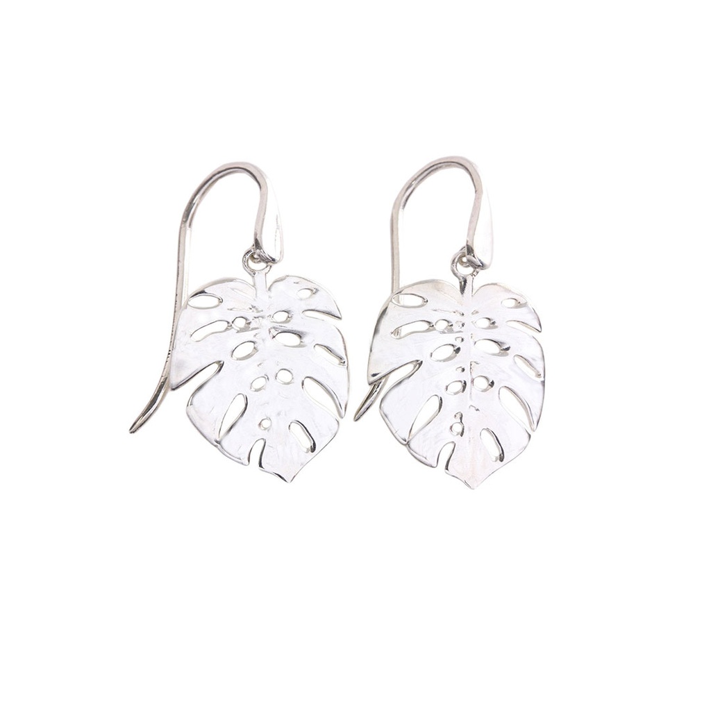 Silver Monstera Earrings