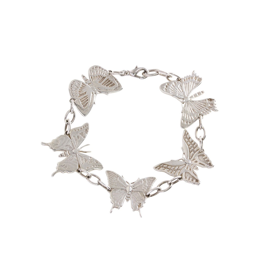 Silver Tropical Bracelet With Butterflies