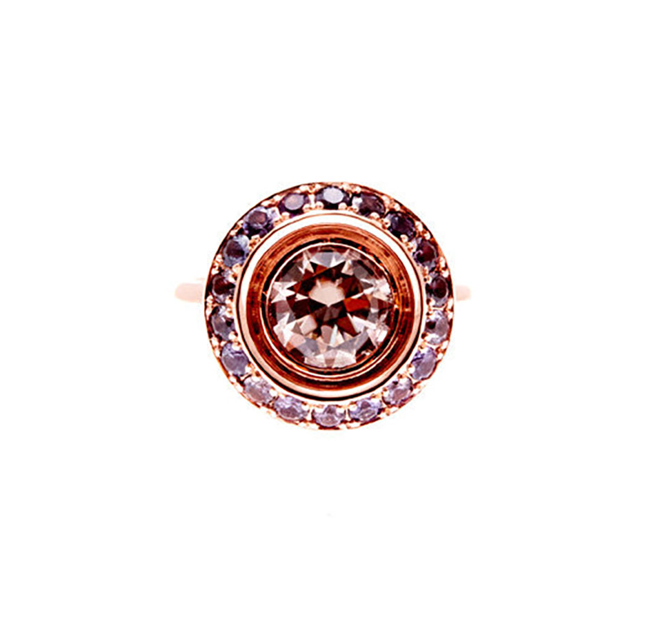 Zircon & Purple Sapphire Ring | 9ct Rose Gold