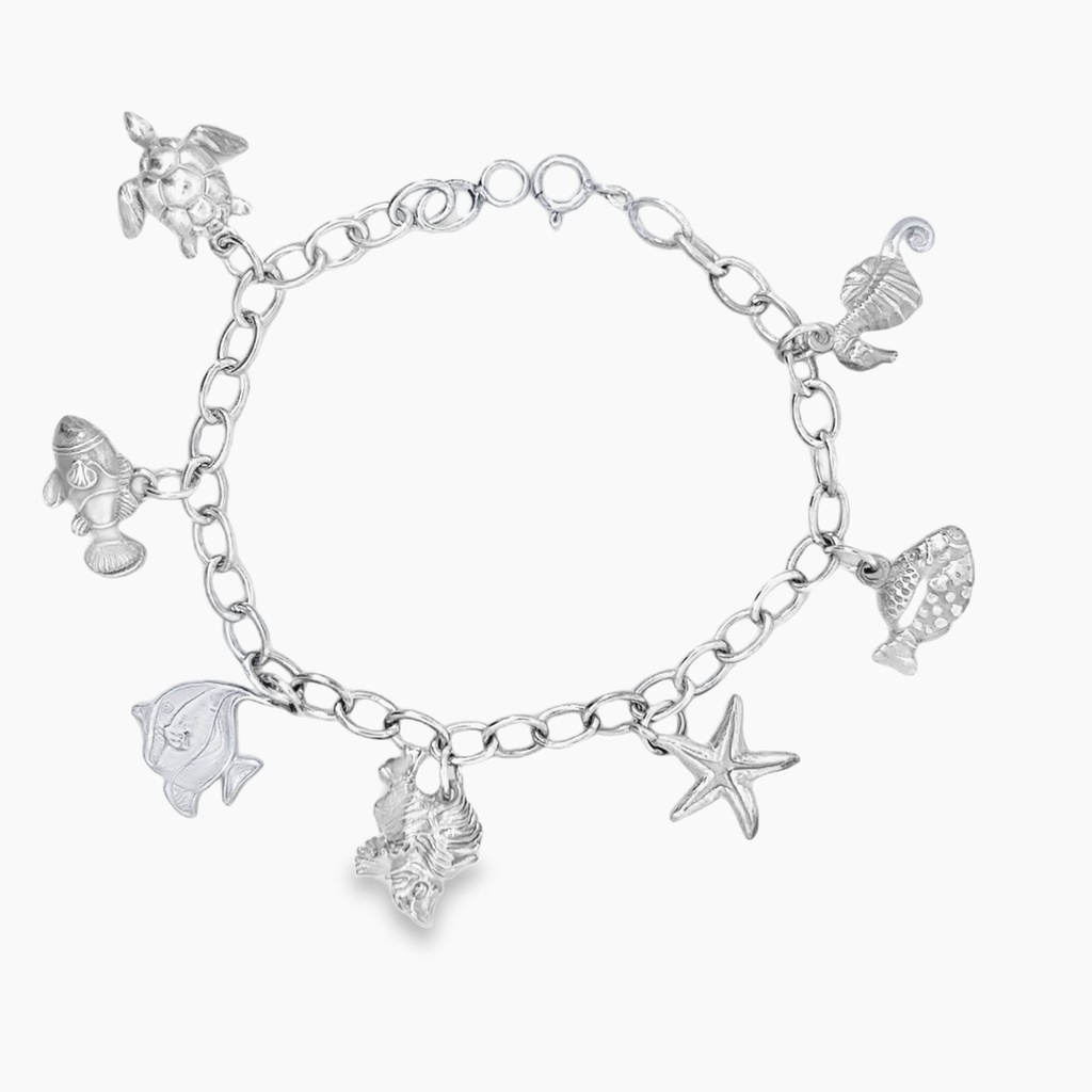 Silver Bracelet | Nemo Turtle Starfish Seahorse Lionfish