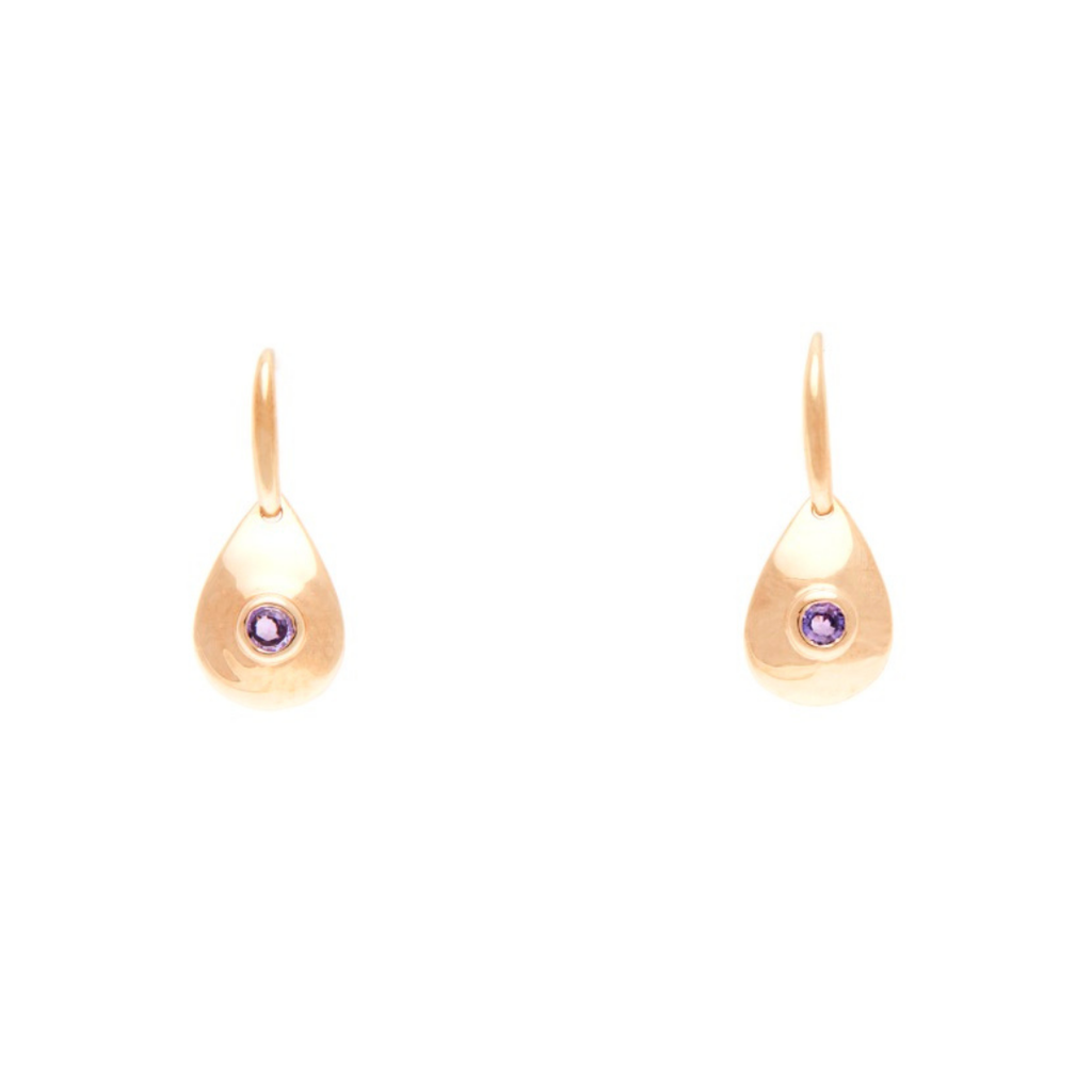 Purple Sapphire Earrings | 9ct Yellow Gold
