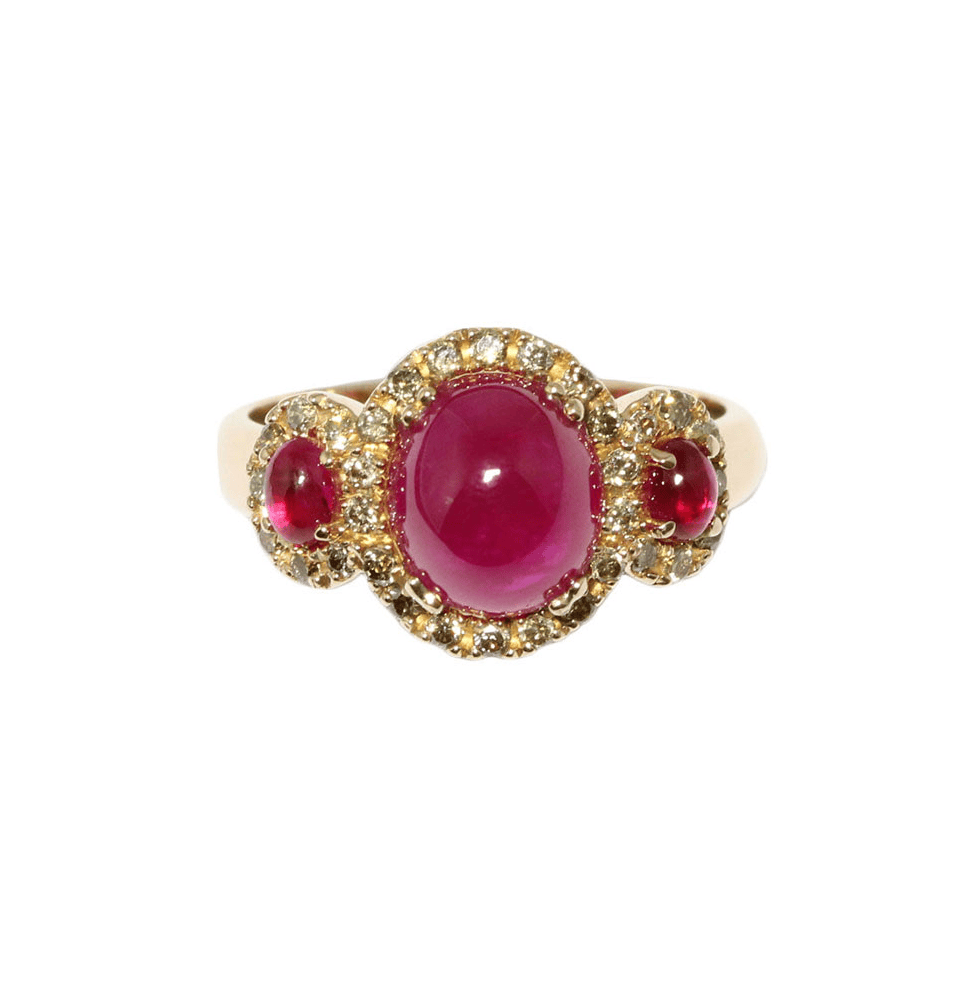 Ruby & Argyle Diamond Ring In 18K Rose Gold