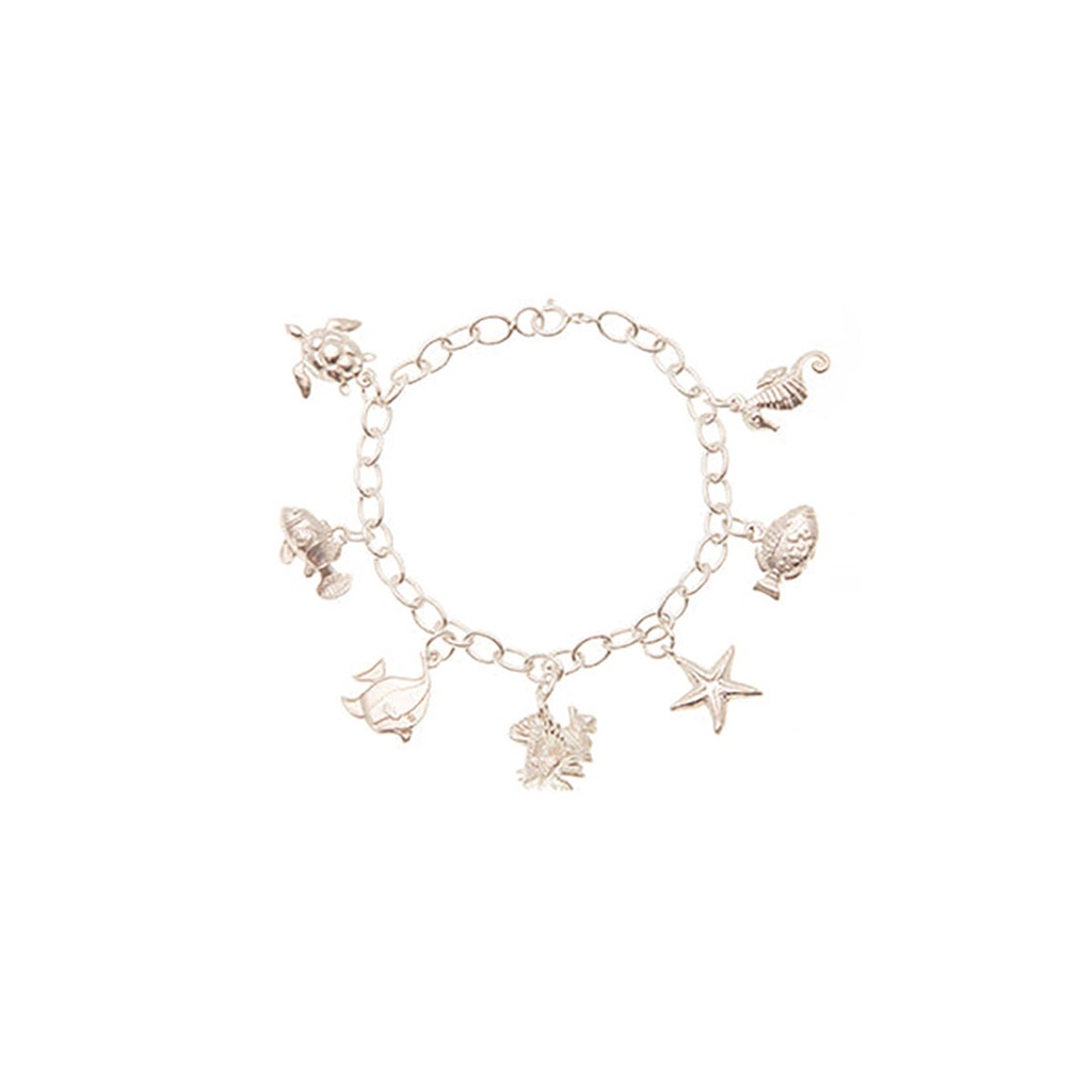 Great Barrier Reef Sea Creature Silver Charm Bracelet