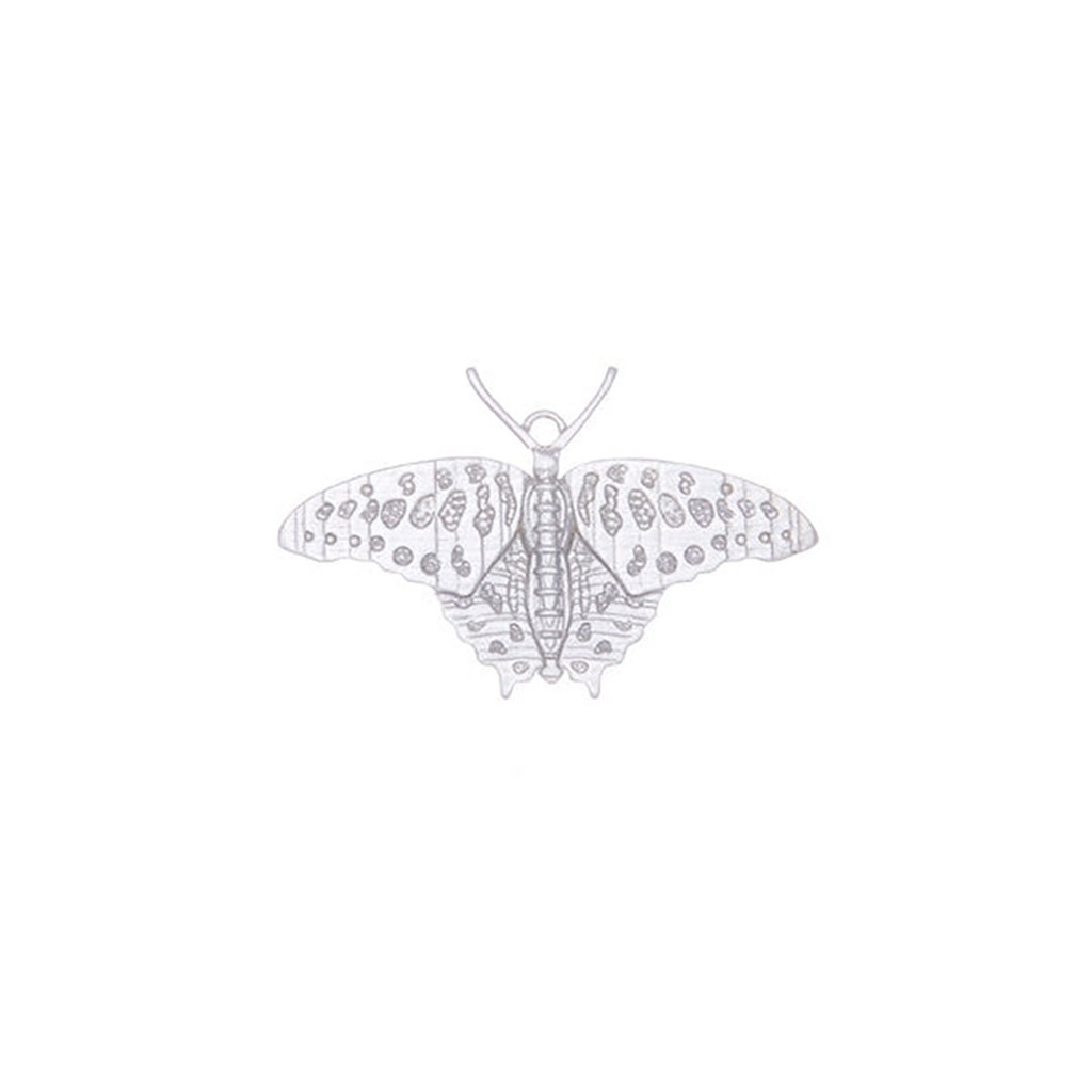 Silver Pendant With Green Triangle Butterfly
