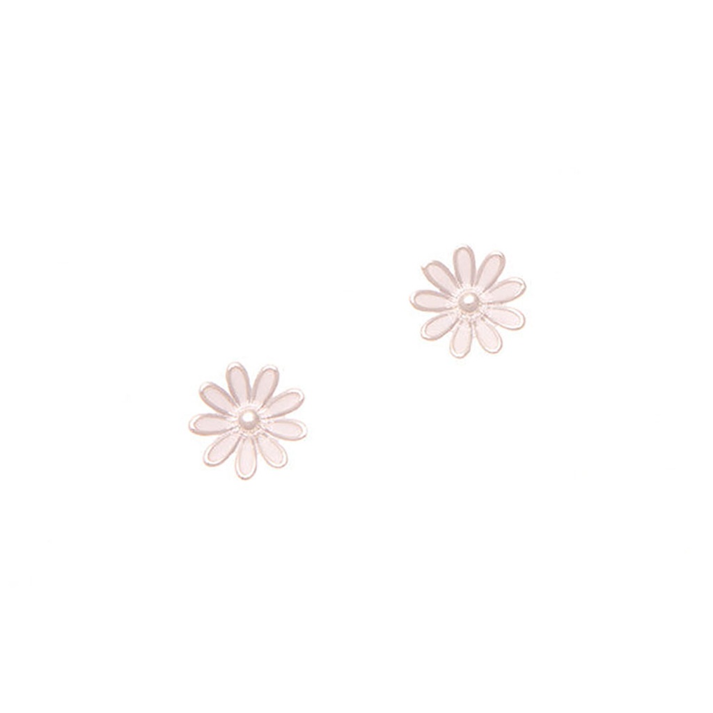Silver Stud Earrings With Enamel Daisies