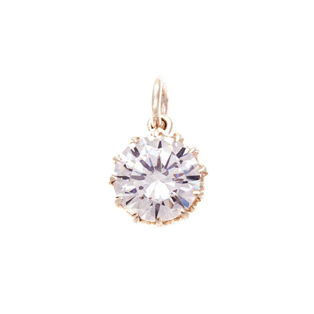 Silver 10mm Round Multi Claw Cubic Pendant