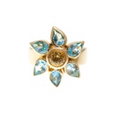 Aquamarine & Yellow Sapphire Ring In 18K YG