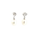 Pearl With Twist Stud Earrings In Sterling Silver
