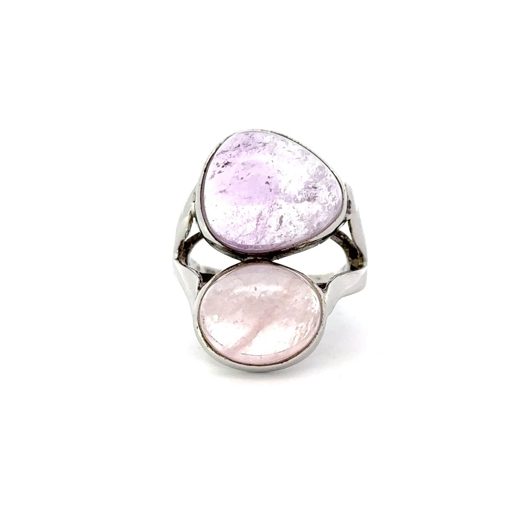 Cabochon Amethyst & Morganite Ring In Silver
