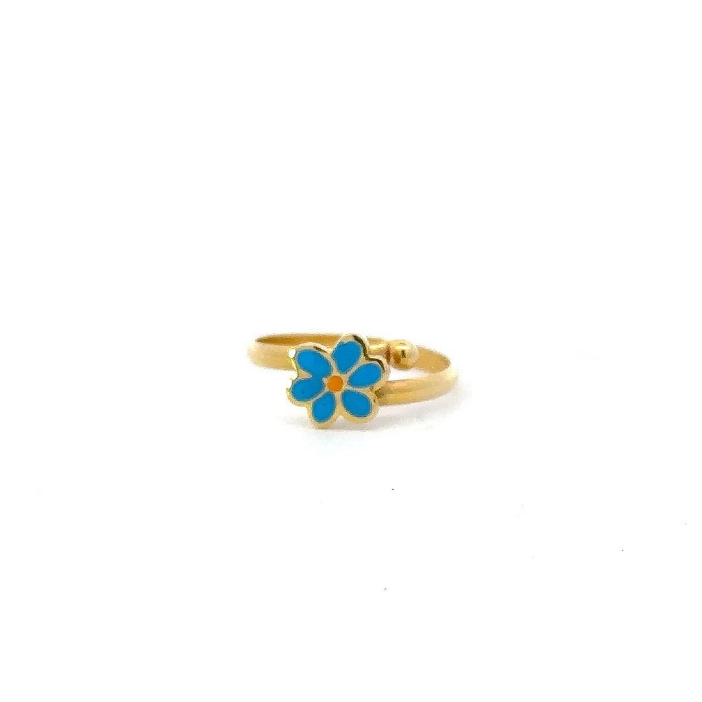 Childs Ring With Blue Flower In 18K Yellow Gold