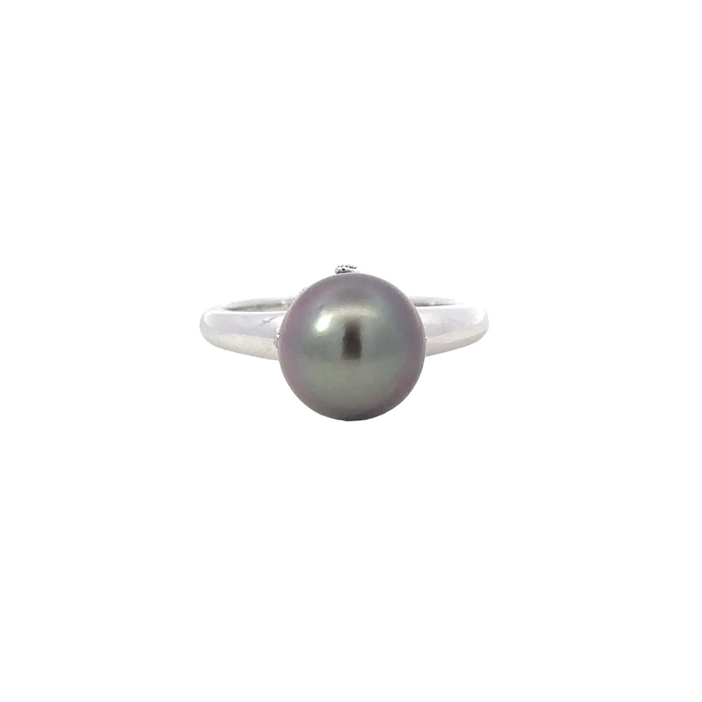 Tahitian Pearl & Diamond Ring | 18K Gold