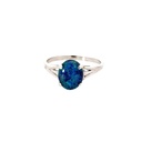 Silver Triplet Opal Ring With Blues & Greens