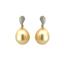 Golden South Sea Pearls & Pave Diamond Stud