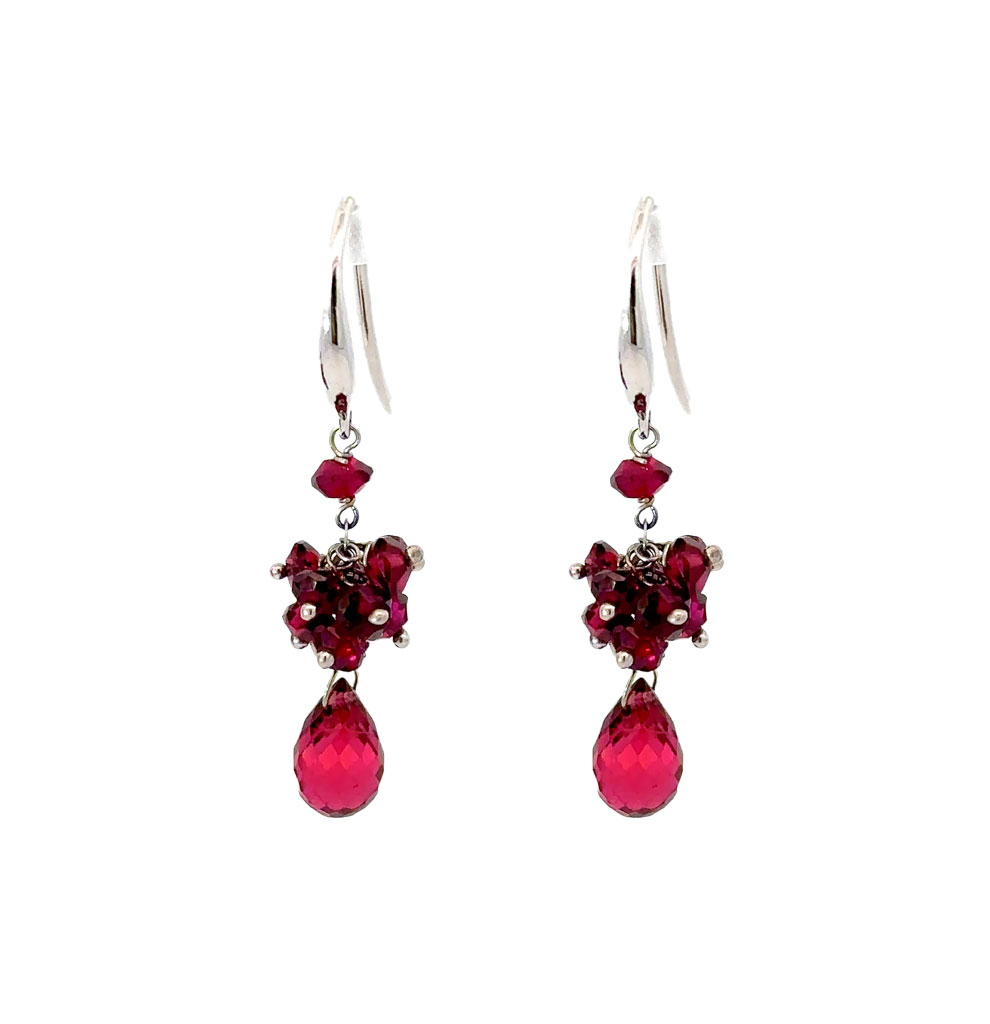 Rubellite Tourmaline Earrings In 18K White Gold