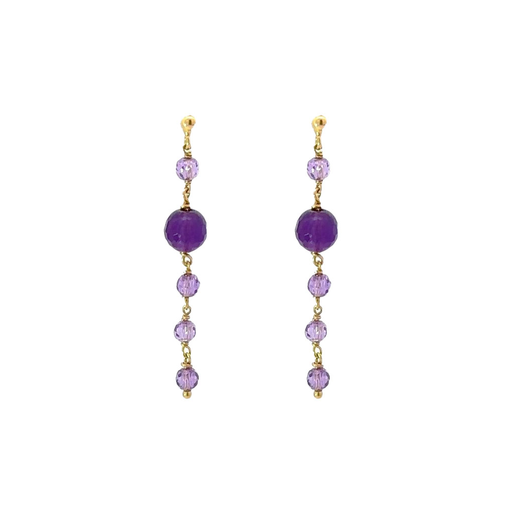 Amethyst Drop Earrings In 18K Yellow Gold