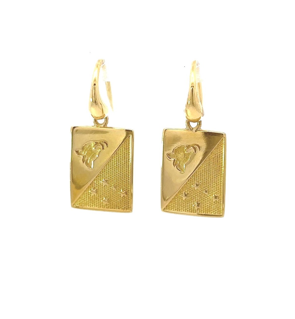 Papua New Guinea Flag Earrings In 18K