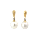 South Sea Pearl Drop Earrings In 18K With Diamond