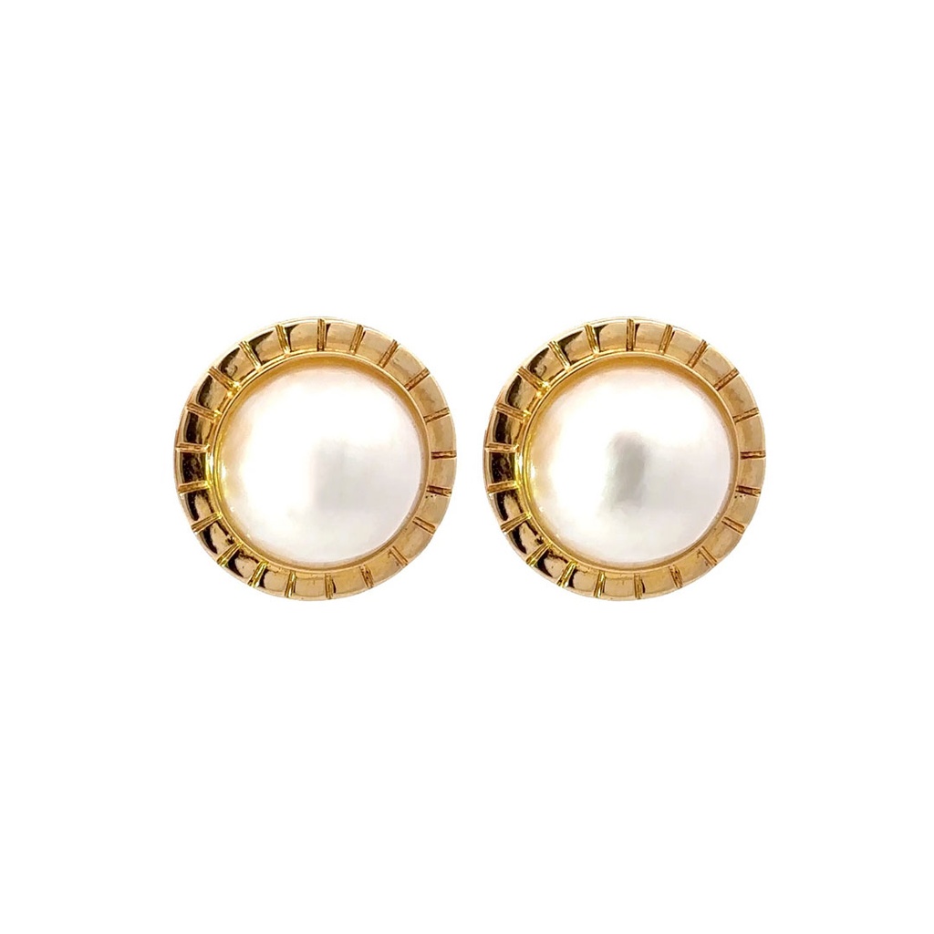 Mabe Pearl Stud Earrings | 14K