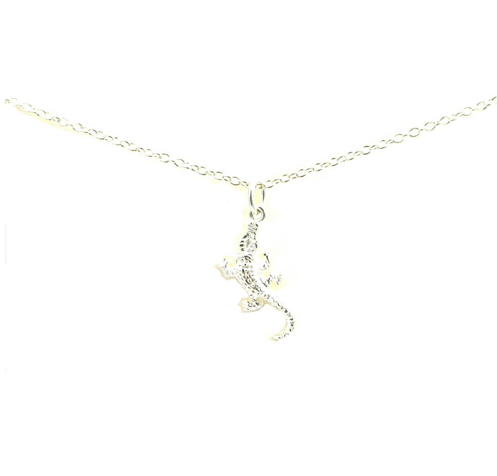 Crocodile "You Croc My World" Silver Necklace